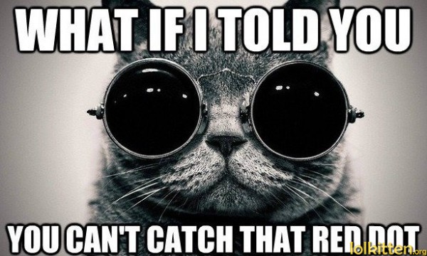 WHAT IF I TOLD YOU YOU CAN'T CATCH THAT RED DOT
