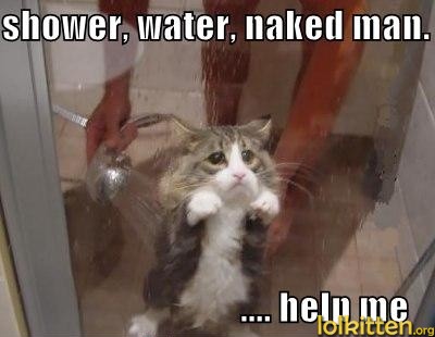 shower, water, naked man ... help me