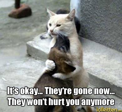It's okay... They're gone now... They won't hurt you anymore