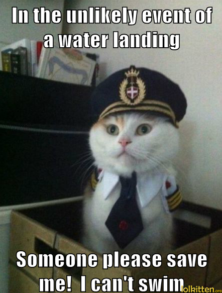 In the unlikely event of a water landing - Someone please save me! I can't swim