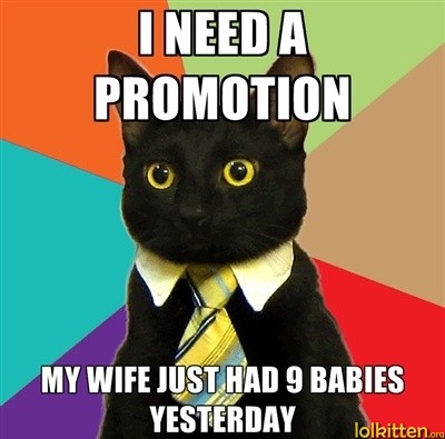 I NEED A PROMOTION - MY WIFE JUST HAD 9 BABIES YESTERDAY