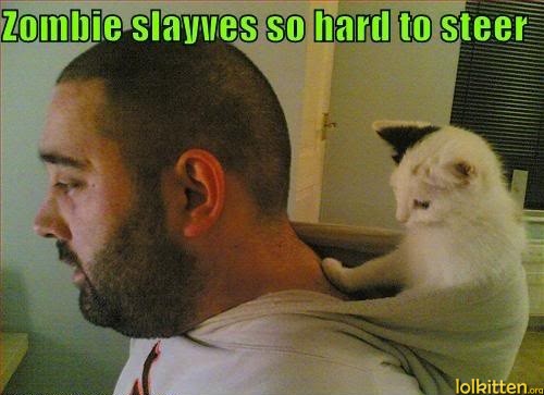 Zombie slayves so hard to steer