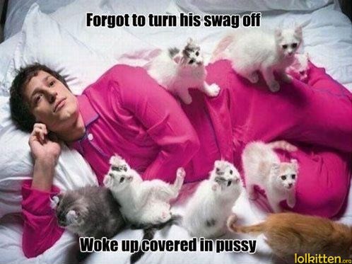Forgot to turn his swag off - Woke up covered in pussy