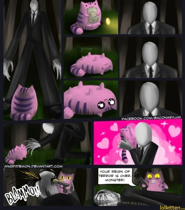 Cat kills slender man