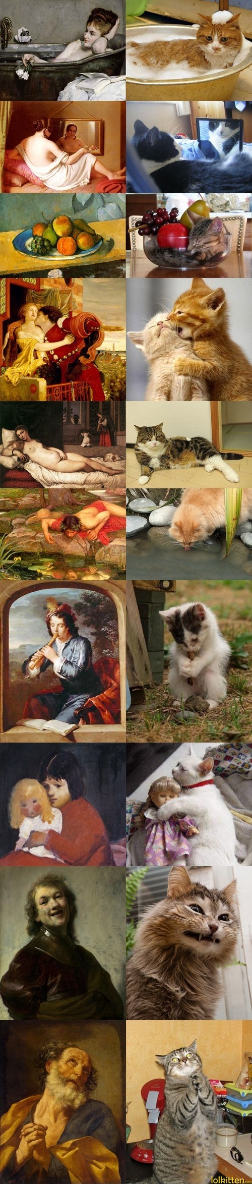 Cats imitating classical art